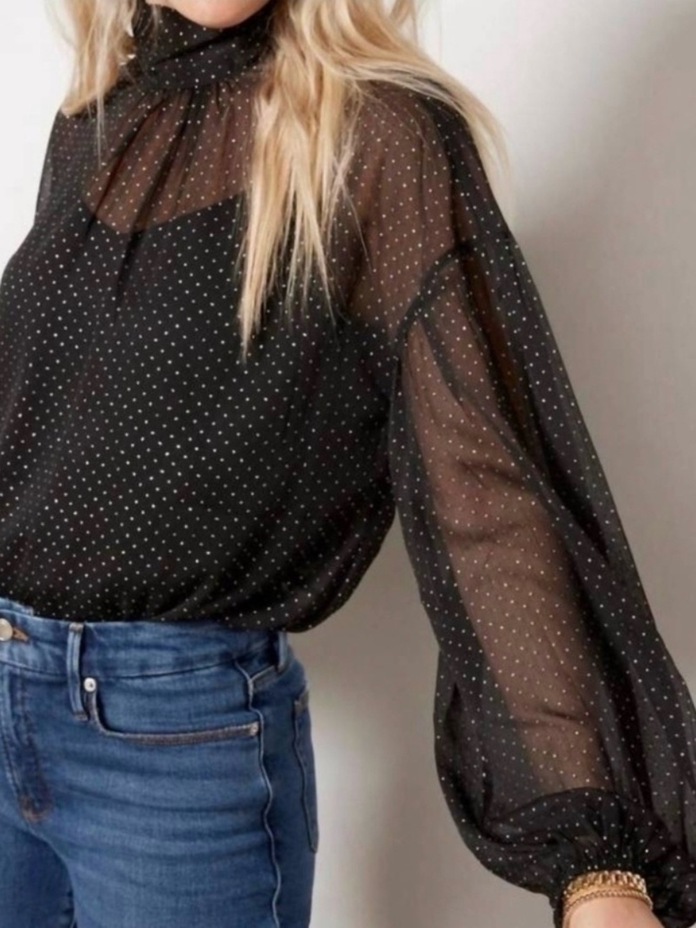 NWT! #702 SANCTUARY x EVEREVE Sheer Volume Metallic Top w Camisole